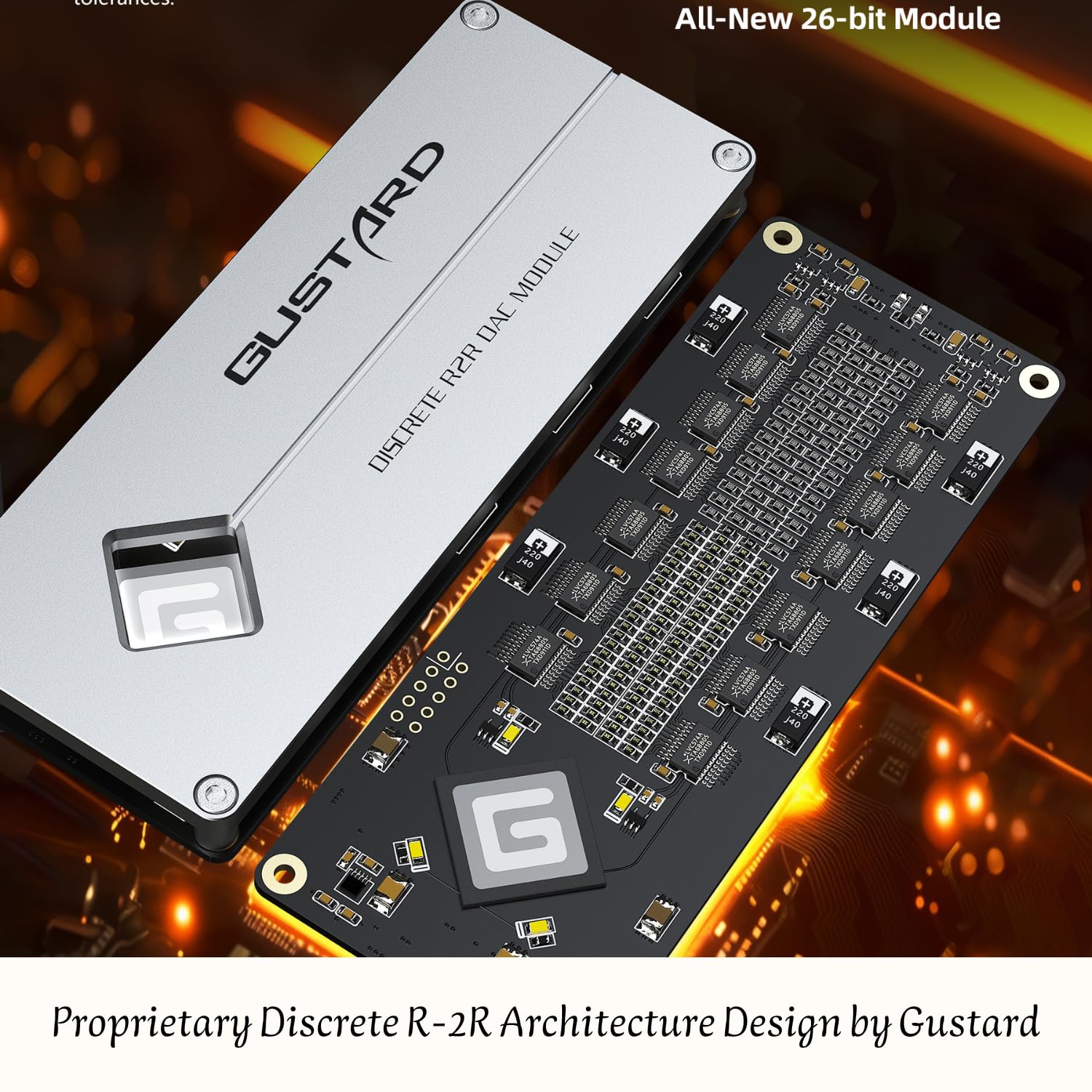 Gustard DAC-R26 II R2R Streamer DAC, Decoder Discreto 26bit con DSD2048, ingressi USB/Ottico/Coassiale/IIS/AES/LAN, Convertitore Digitale-Analogico, Orologio 10MHz, DAC per Audio Domestico, Nero