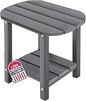 Vista 11 de LZRS Mesa Lateral Redonda Adirondack para Patio Mesa de Esquina, Mesas Laterales para Exteriores para Patio, Jardín, Piscina, Complemento