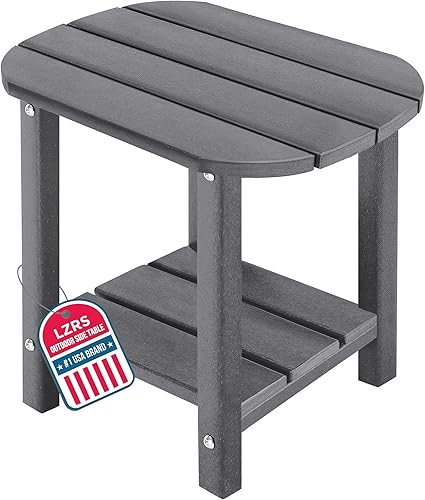 Miniatura 11 de LZRS Mesa Lateral Redonda Adirondack para Patio Mesa de Esquina, Mesas Laterales para Exteriores para Patio, Jardín, Piscina, Complemento