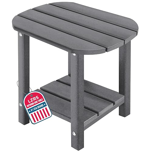 2-Tier Patio Side Table, Heavy Duty HDPE Outdoor End Table