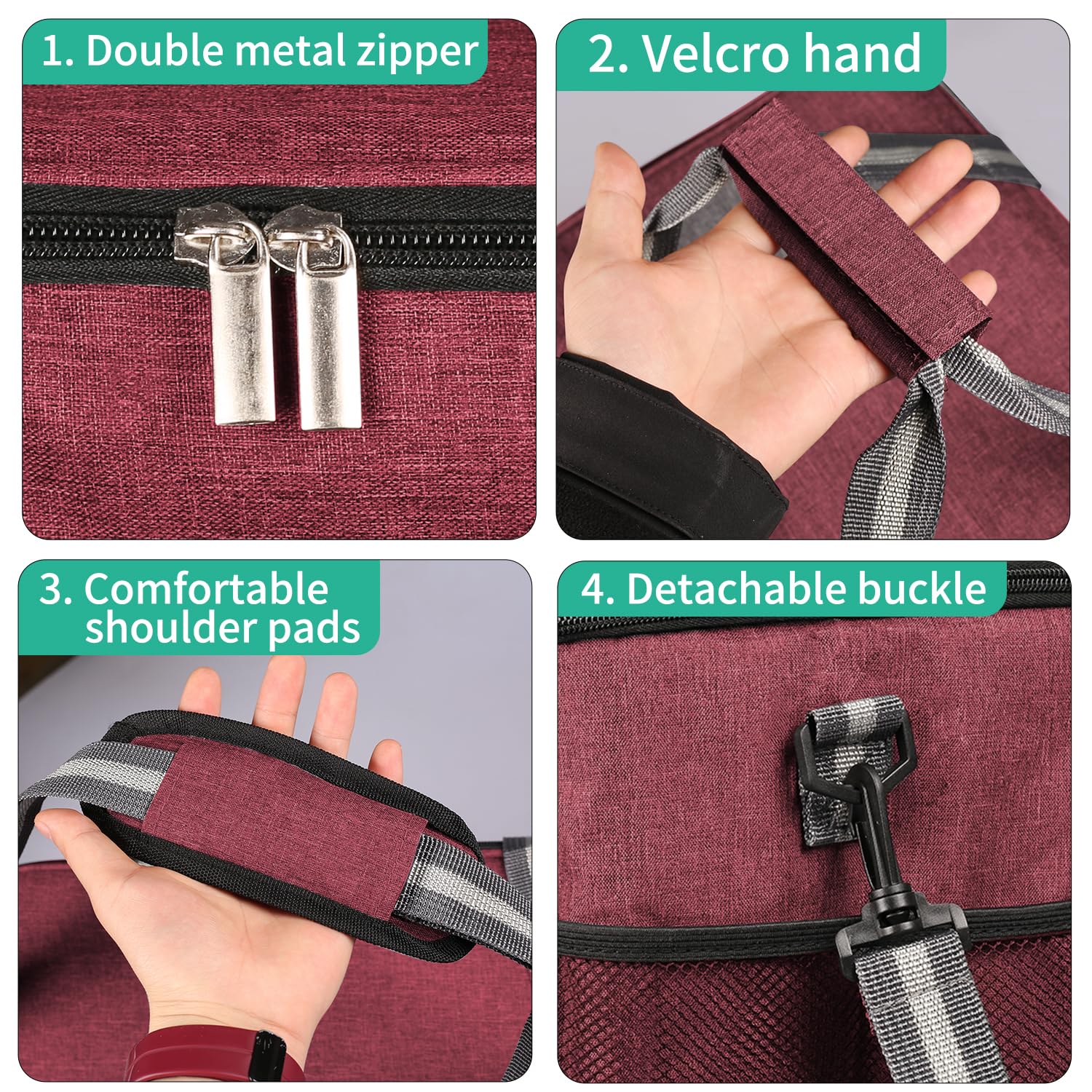 iknoe Bolsa térmica grande plegable para 24 latas, bolsa térmica a prueba de fugas con múltiples bolsillos para adultos, lonchera aislada para playa, picnic, trabajo