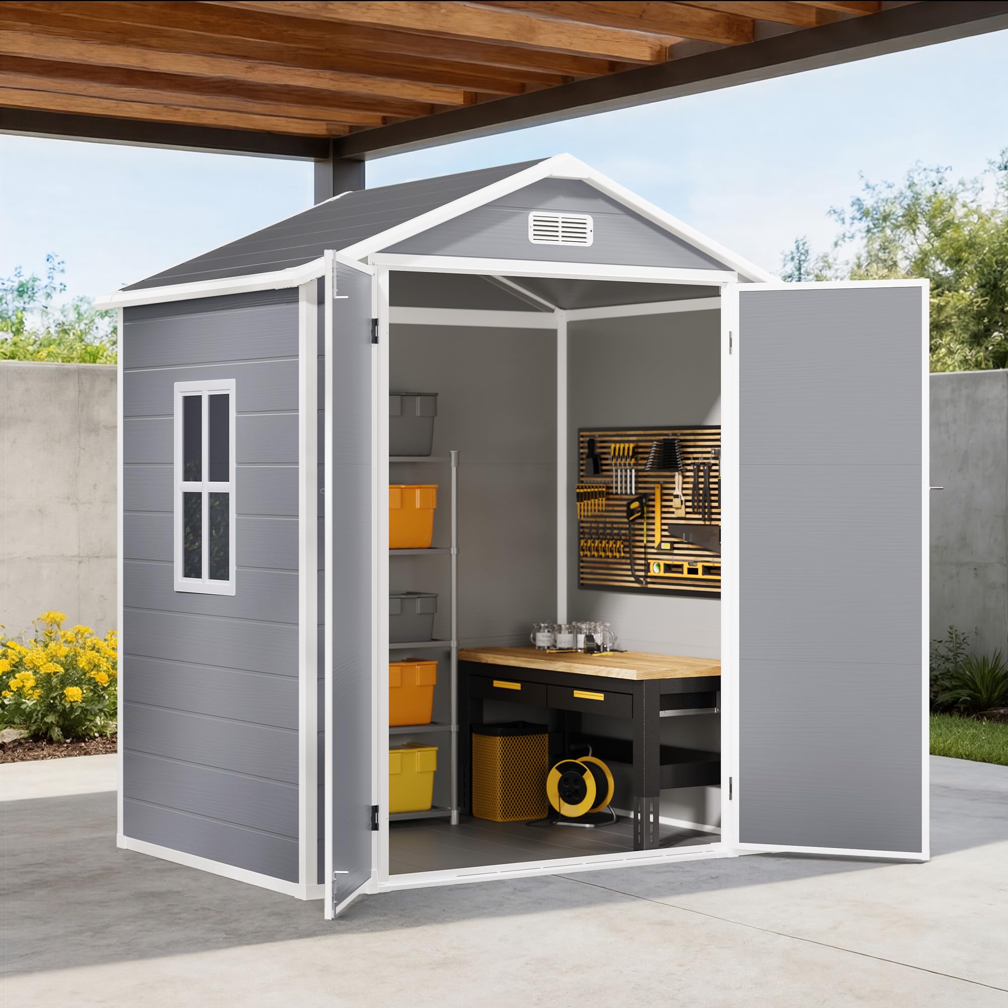 Xbro Casetta da Giardino Grande 171x124x210 cm Capanno Attrezzi Resina HDPE Impermeabile Grigio