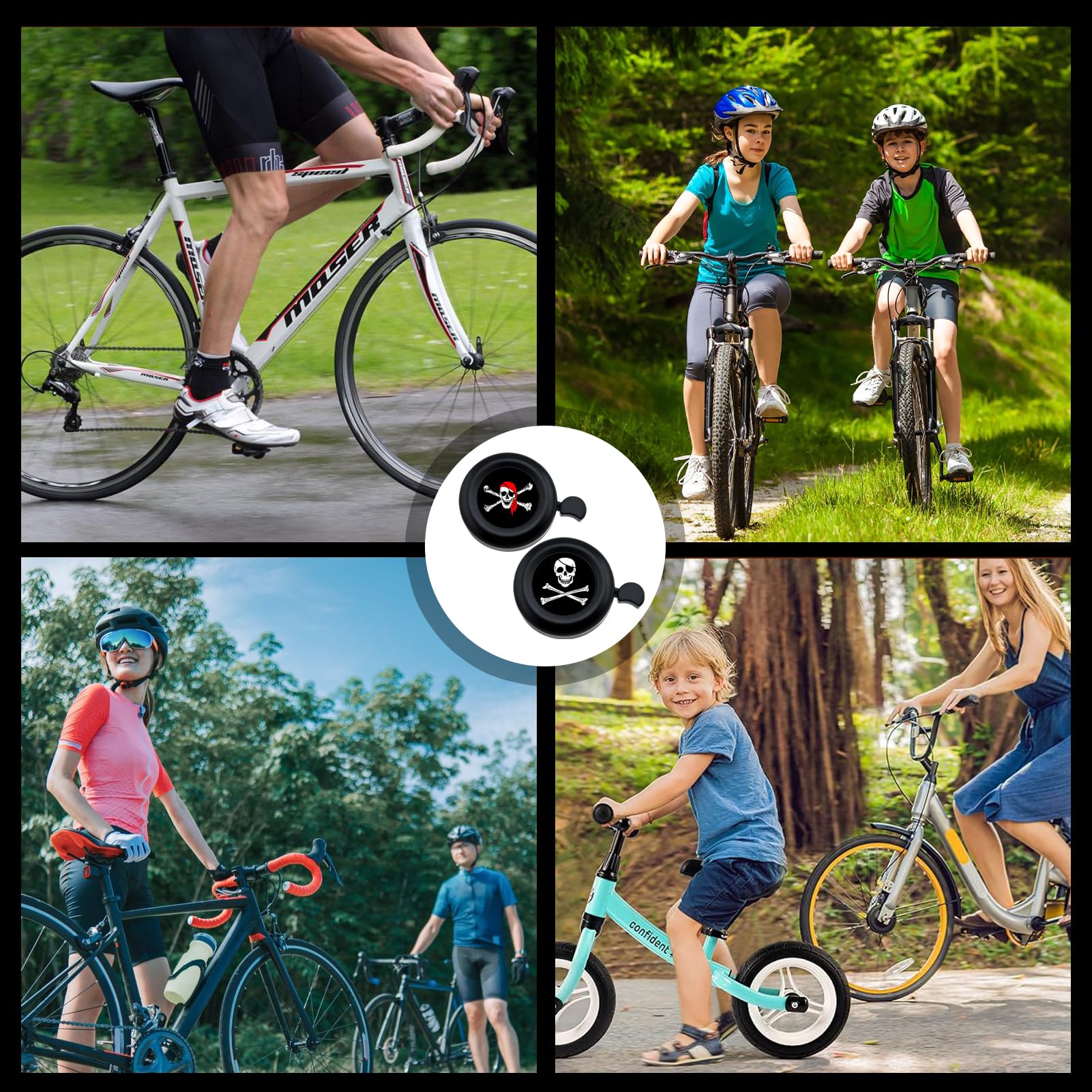 Campanello per bicicletta per bambini, 2 pezzi, campanelli per bicicletta a forma di pirati per bambini, ragazzi e ragazze, campanello per biciclette per bambini, bici senza pedali, mountain bike
