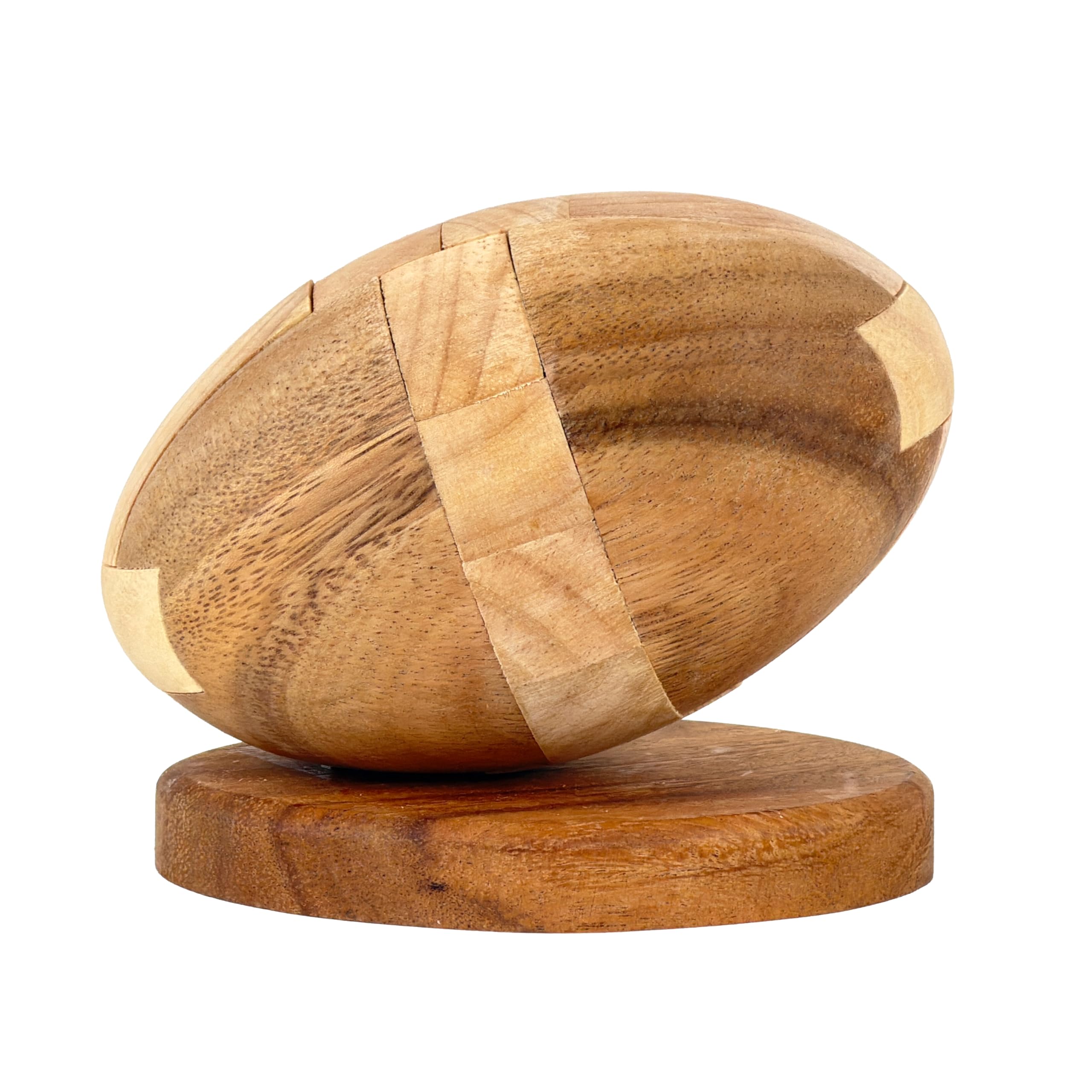 wooden rugby ball ornament puzzle, 10 x 15 cm