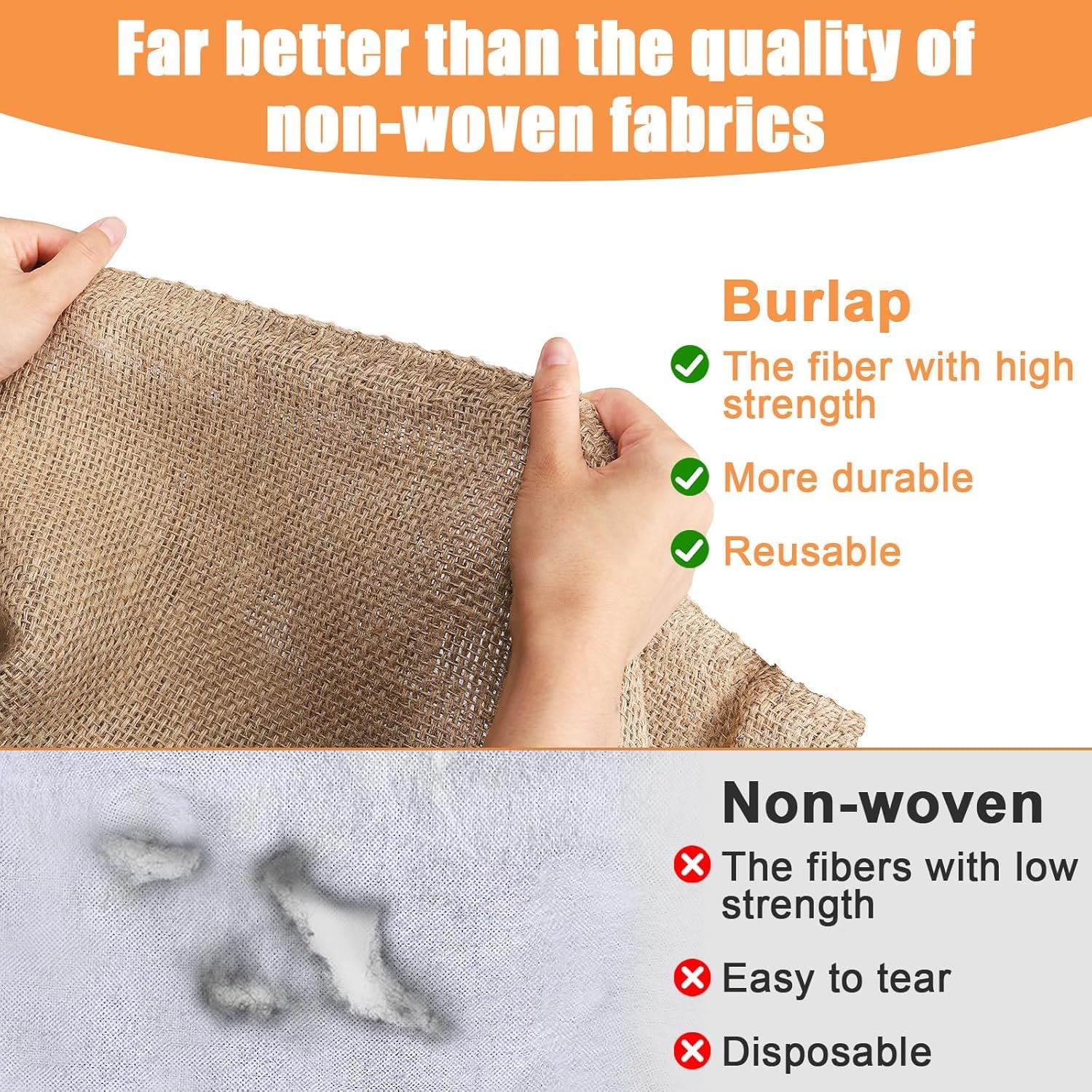 ANPHSIN 40 × 47 inches Burlap Plant Covers Freeze Protection Bags - Large Winter Plant Frost Protector with Drawstring, Reusable Tree Freeze Blanket for Outdoor Garden Plants Trees Shrubs
