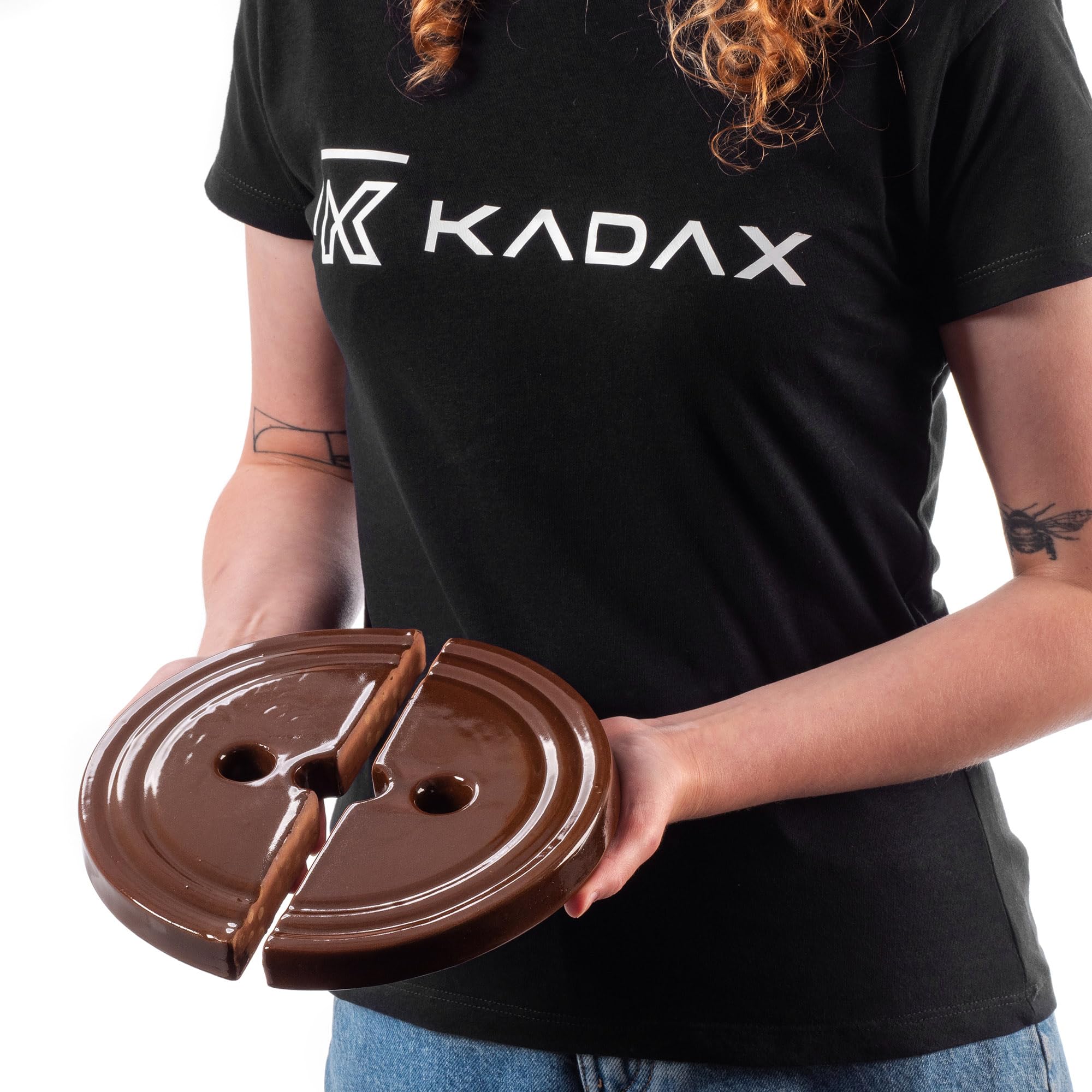 KADAX Pierre de lestage, poids de fermentation en faïence, 21 cm, fait à la main, poids pour pot à fermentation, pierre pour choucroute, kimchi, concombres salés (1,5 kg)