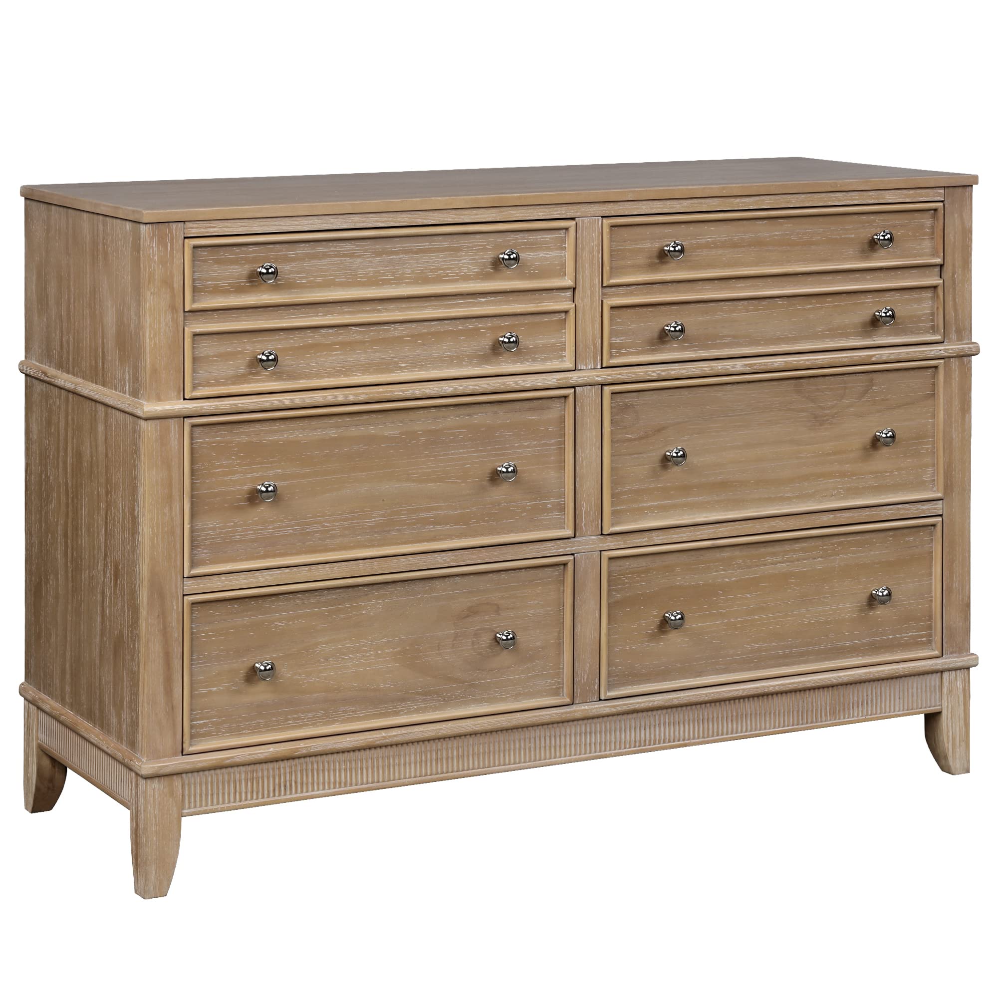 Buy Knocbel Rustic 6Drawer Dresser with Silver Finish Handles, Solid