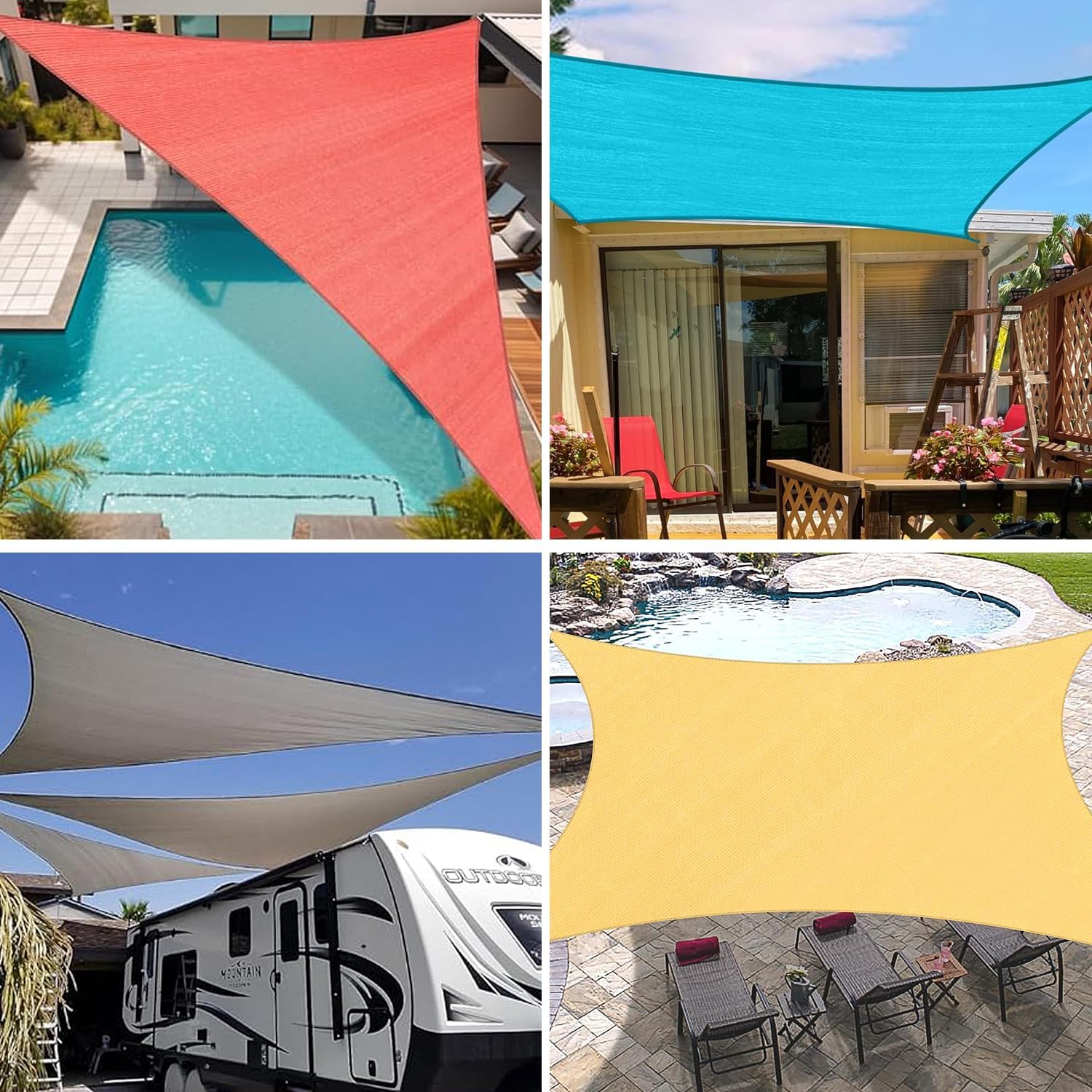 12'x16' Sun Shade Sail Rectangle Outdoor UV Block Square Canopy Sunshade Cover for Backyard Porch Pergola Deck Garden Patio, Turquoise