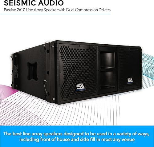 Miniatura 3 de Seismic Audio SALA-210 Altavoz pasivo de matriz de 2 x 10 líneas con controladores de compresión duales, banda de PADJ, sonido en vivo