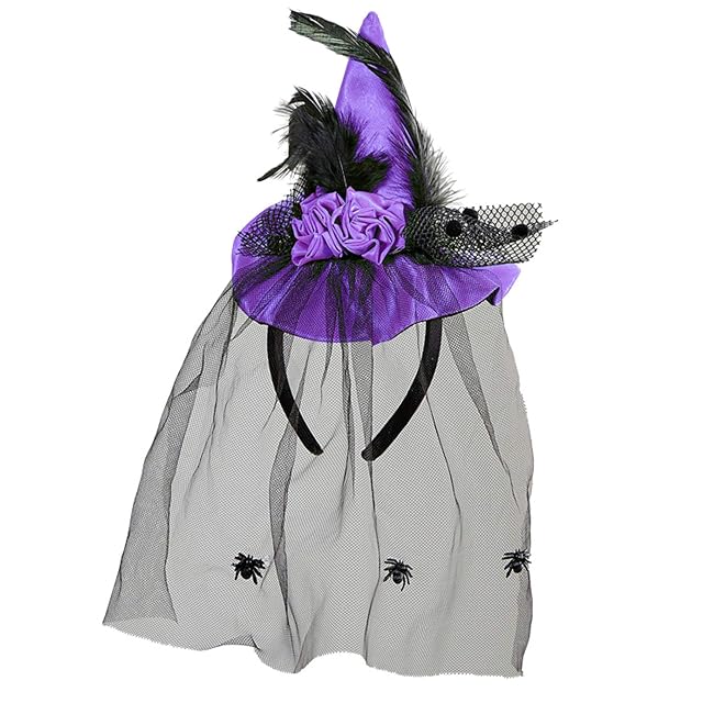 W WIDMANN MILANO Party Fashion 75732 Diadema Mini Sombrero de Bruja con Rosas