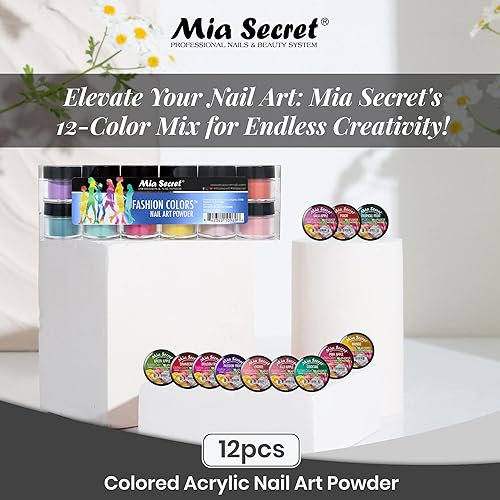 Miniatura 2 de Mia Secret Polvo de arte de uñas de color de moda 12 colores mezclados