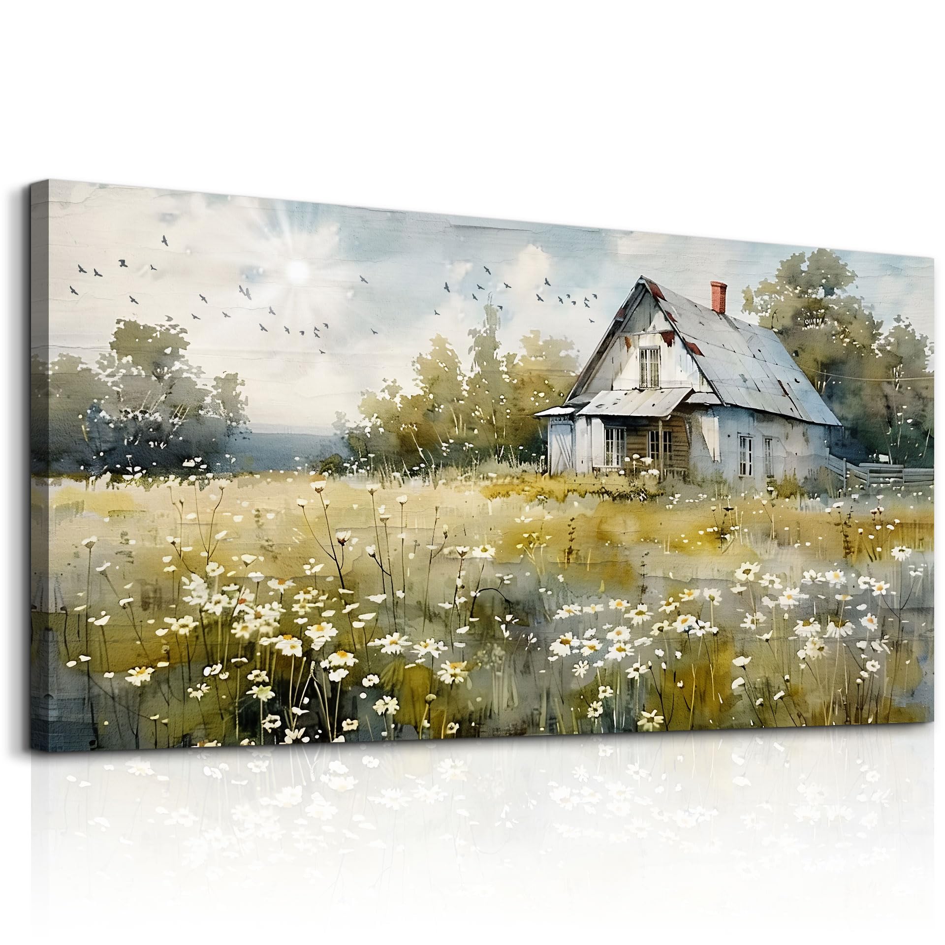 fuhaihua canvas wall art for living room large wall decor for office bedroom wall decorations rural landscape paintings farmhouse watercolor pictures artwork hotel aesthetic home decor 20x40 in
