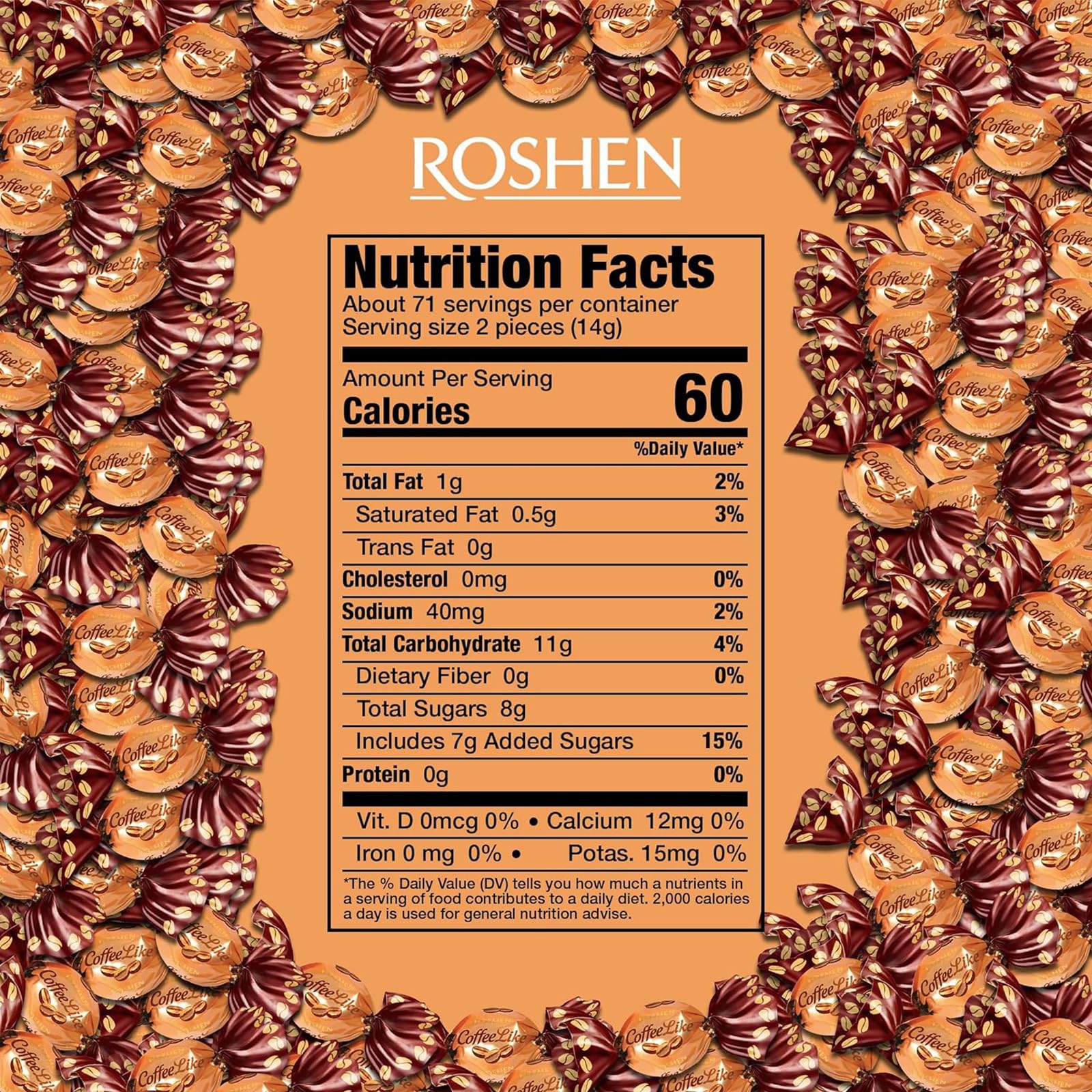 Deliex delicias de Extremadura. Caramelos Roshen 1 kg – Jelly, Crazy Bee Fruty, Coffee Like o Milky Splash – Bolsa de Caramelos Surtidos Envuelto Individualmente (Coffee Like)