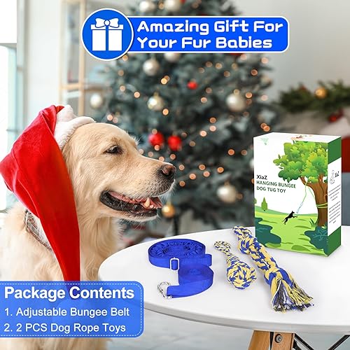 Miniatura 7 de XiaZ Juguete de tira y afloja para perros, juguete interactivo para perros, cuerda elástica para colgar con 2 juguetes de cuerda para masticar,