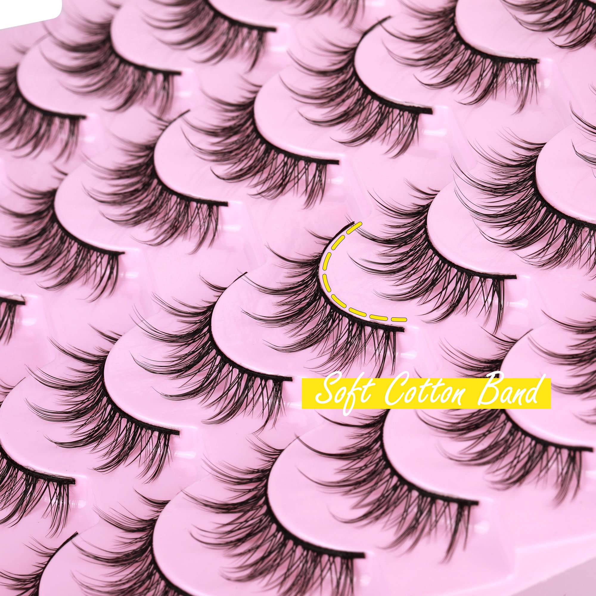 Amazon.com: Manga Lashes Natural Look Wispy Fluffy Eyelash Asian Fake Lash  Tapered End Soft Reusable 14 Pairs Pack by ALICE : Beauty & Personal Care