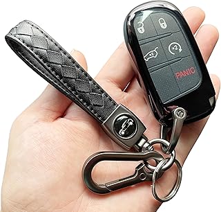 Compatible With Jeep Key Fob Cover Dodge，Cherokee Grand Cherokee Compass Renegade, Charger Challenger RAM Durango Journey Dart Viper, Chrysler 200 300, Black