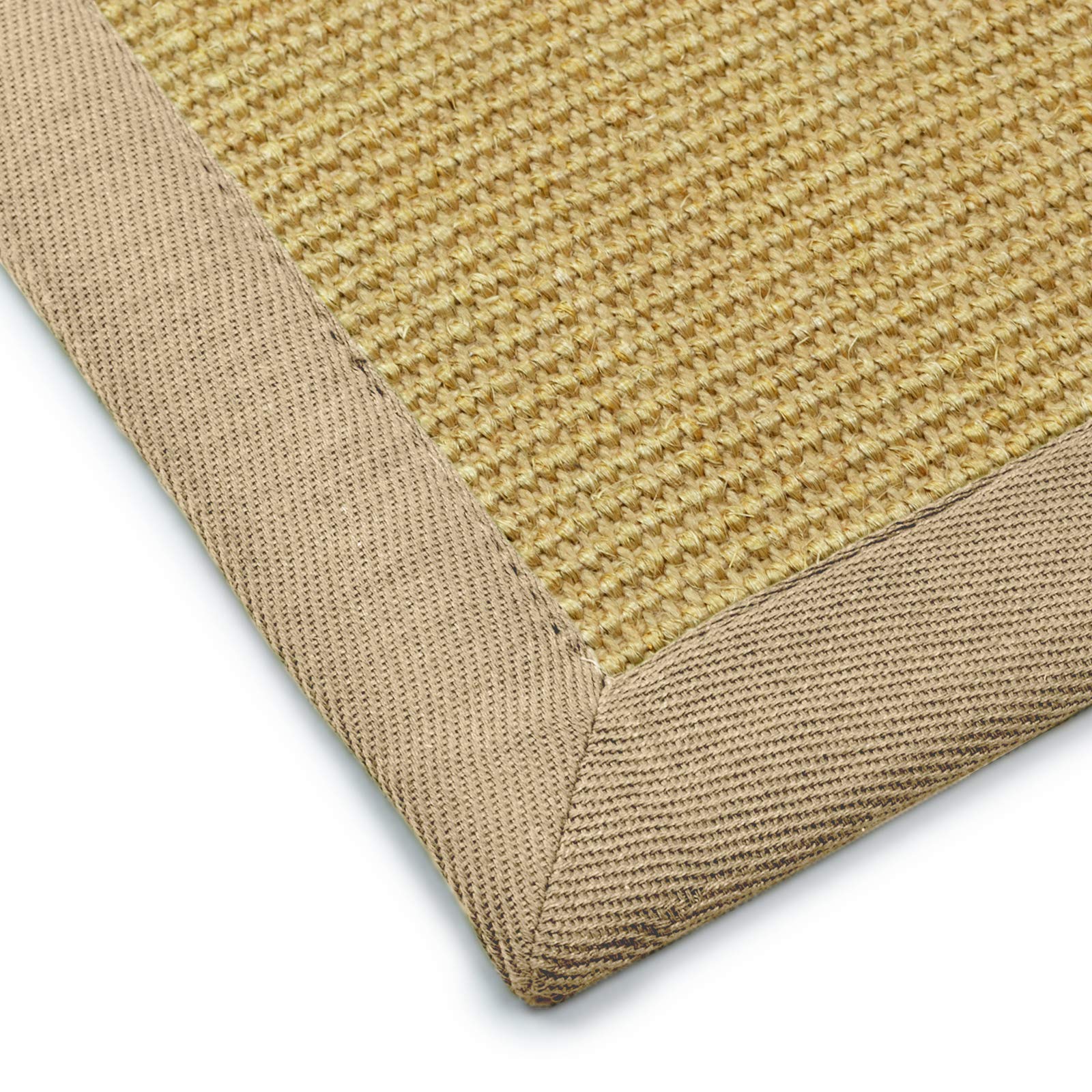 Floordirekt Premium Sisal-Teppich Amazonas | Natur | Mit verschiedenfarbigen Bordüren | 9 Größen | Wohnzimmerteppich, Naturfaserteppich (Creme, 200 x 200 cm)