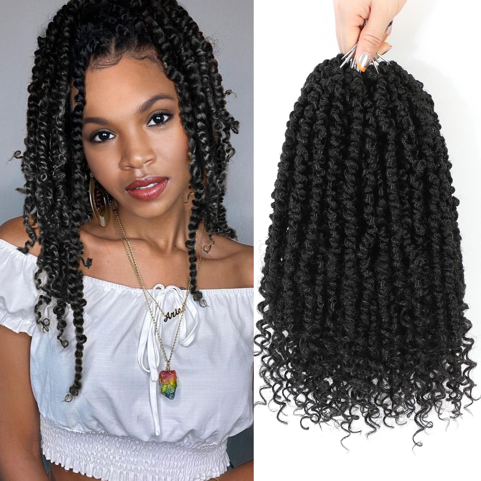 Passion Twist Crochet Hair,Passion Twist Hair 14 Inch,8 Packs Pre-twisted Passion Twist Hair,Short Passion Twist Crochet Braids,Pre Looped Crochet