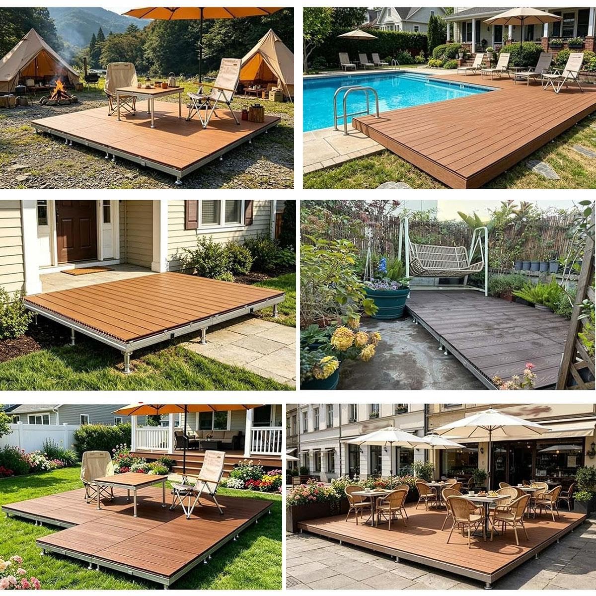 Plateforme SuréLevée en Bois Composite pour Terrasse, Pelouse et Camping
