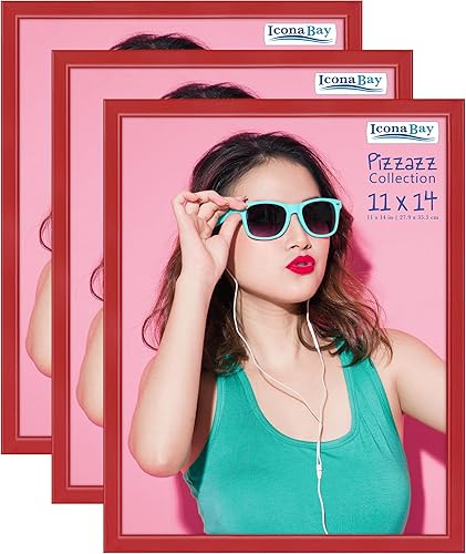 Miniatura 12 de Icona Bay Marcos de fotos de 11 x 14 pulgadas (morado, paquete de 3), marcos de madera maciza estilo escandinavo para fotos, colección Pizzazz