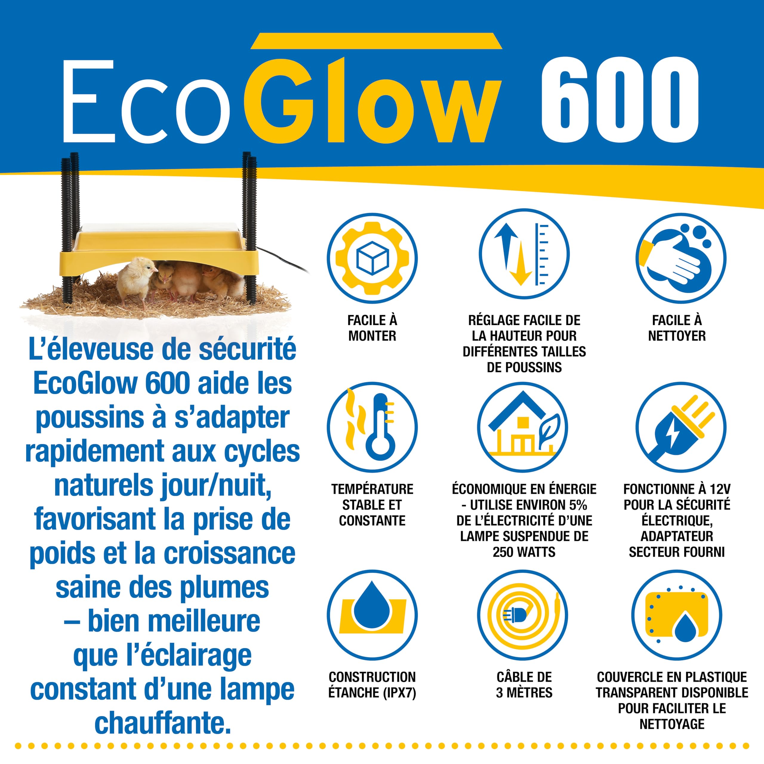 Criadora Brinsea EcoGlow Safety 600 – Criadora de seguridad para pollitos – Placa calefactora para pollitos como alternativa a la lámpara de calor – Fabricada en UK – Garantía de 3 años.