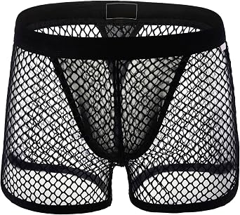 Men Sexy Mesh Boxer Briefs Nylon Hollow Low Waist See Through Trunks Low Rise Stretch Breathable Underwear Boxer