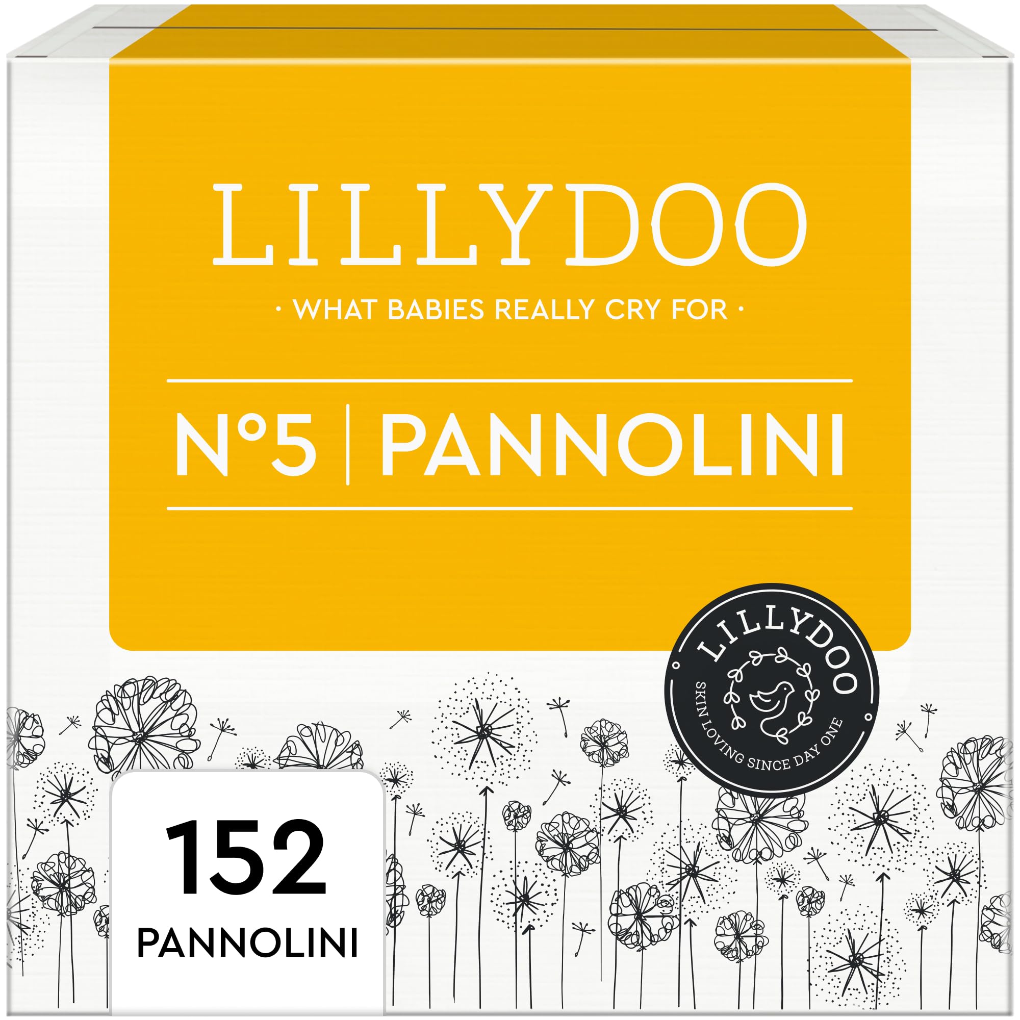 Pannolini LILLYDOO delicati sulla pelle - taglia 5 (11-16 kg), scatola mensile (152 unità), protezione contro le fuoriuscite, morbidi, senza profumi, lozioni & coloranti e dermatologicamente testati