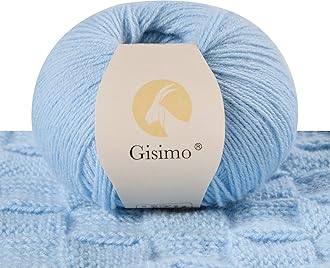 100% Inner Mongolian Cashmere Yarn, 6-Ply Luxurious and Soft Yarn for Hand Knitting & Crocheting (Light Blue,1 Ball)