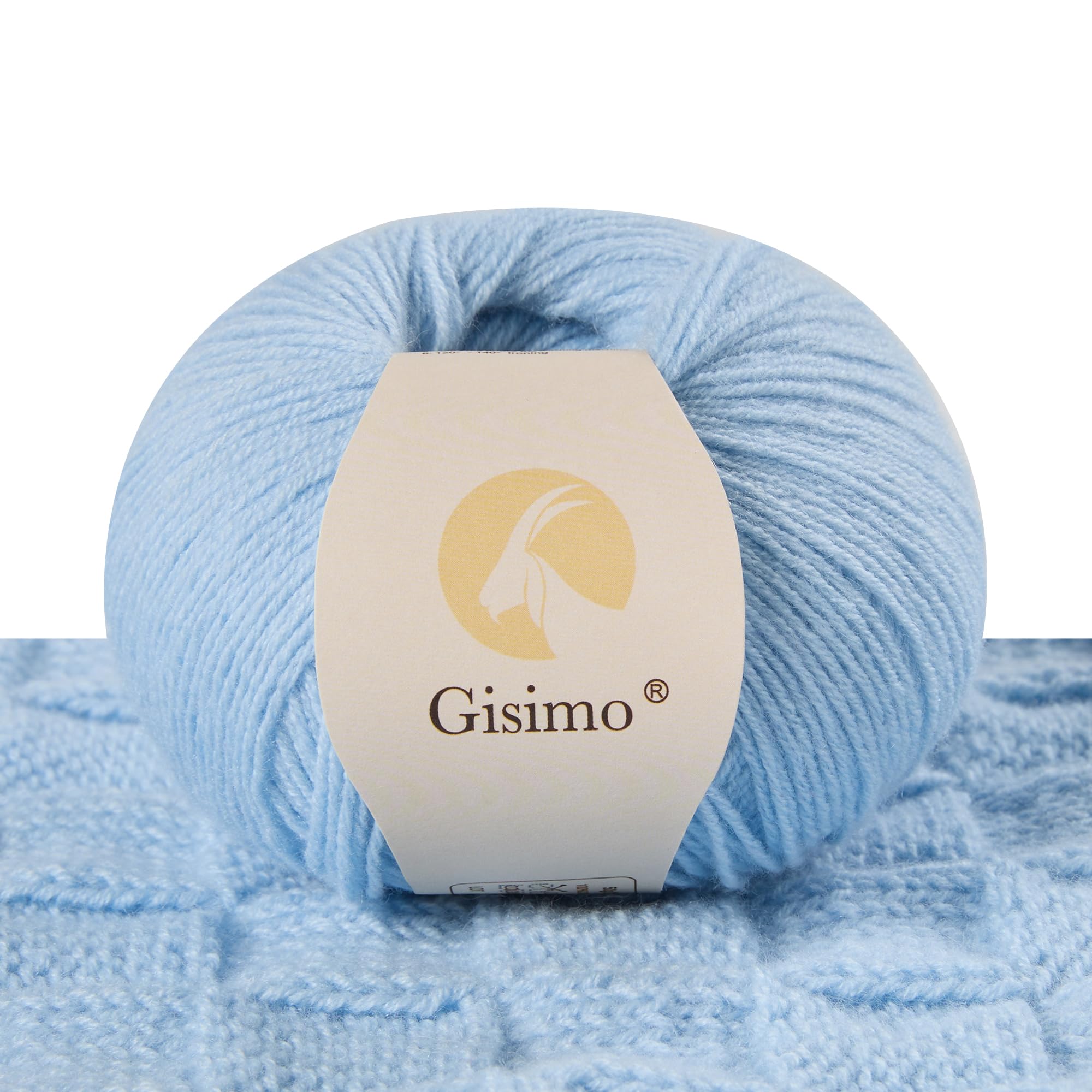 100% Inner Mongolian Cashmere Yarn, 6-Ply Luxurious and Soft Yarn for Hand Knitting & Crocheting (Light Blue,1 Ball)
