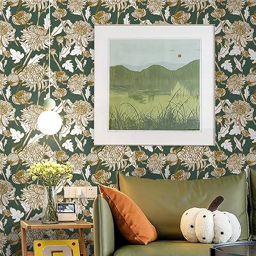 Miniatura 5 de Papel tapiz floral vintage para despegar y pegar, papel de contacto extraíble bohemio de 16.1 x 196.8 pulgadas, papel tapiz autoadhesivo para