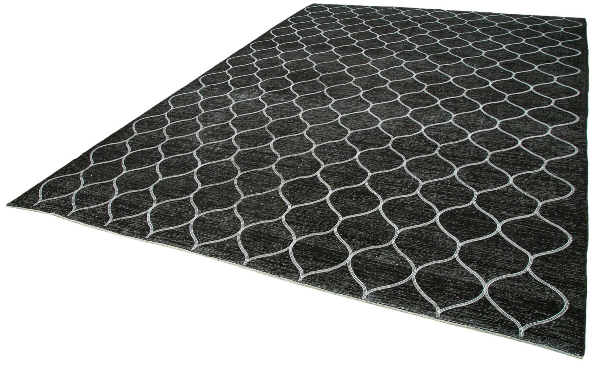 95 x 131 - 288 x 400 Cm Geometric Carpet Black Geometric Bohemian Wool Cotton Handmade Handknotted Vintage
