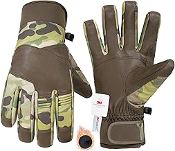 HANDLANDY Waterproof Insulated Work Gloves, 3M Thinsulate Thermal Winter Gloves for Men Women Touch Screen, Warm Ski Snowboard Cold Weather Gloves (Camo, Large)