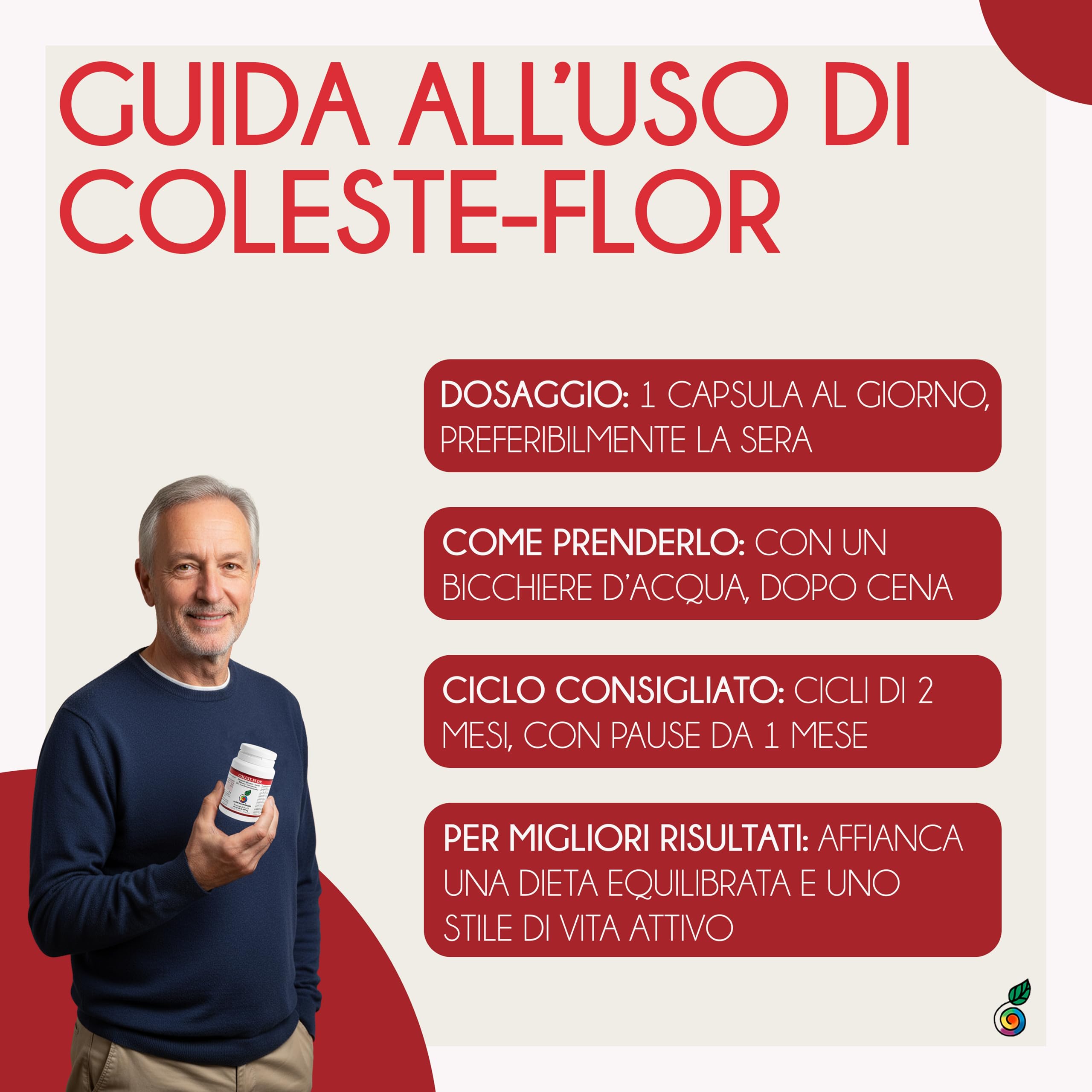 COLEST FLOR | Integratore con Riso Rosso Fermentato Colesterolo (Monacolina K 3%) + Berberina + Cassia Noname + Inulina | Supporto al Normale Metabolismo dei Lipidi | 60 Capsule | Made in Italy