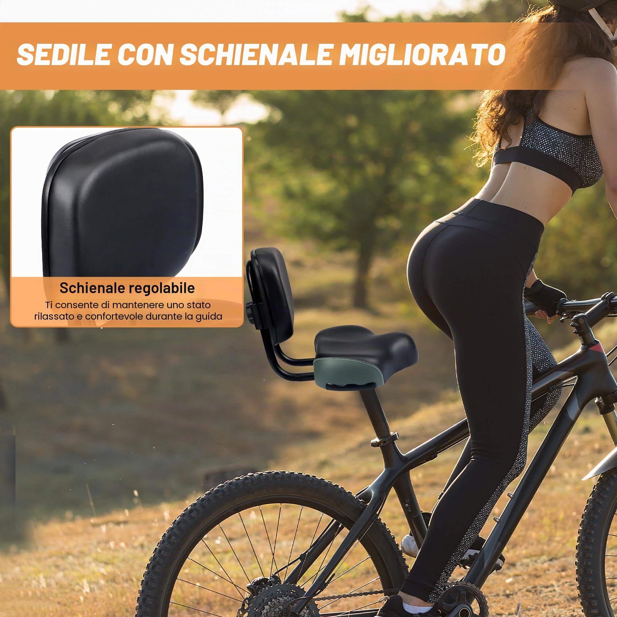 MEGHNA Sella per Bicicletta con Schienale Comfort fuori misura Morbido con Cuscino in PU per Triciclo Mountain Bike Bici da Strada Bici Pieghevole Bici Elettrica