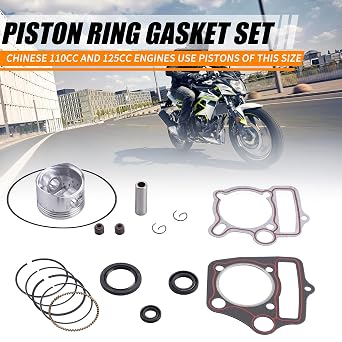 ORAEVY Piston Rings Gasket Set 52.4mm Bore Replacement for 110cc 125cc Kazuma Taotao Sunl Coolster Roketa BMS SSR ATV Pit Bike