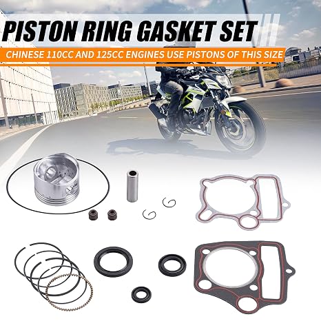 ORAEVY Piston Rings Gasket Set 52.4mm Bore Replacement for 110cc 125cc Kazuma Taotao Sunl Coolster Roketa BMS SSR ATV Pit Bike