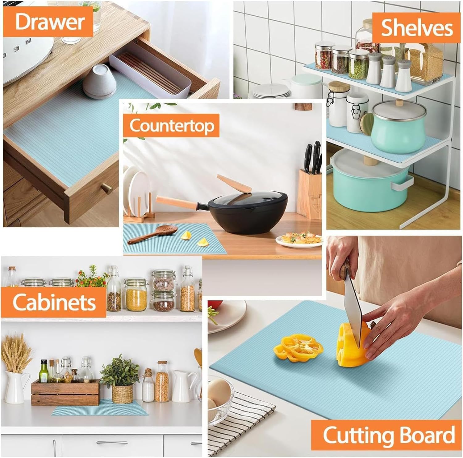 Fridge Liners, 4 Pieces Non Adhesive Refrigerator Liner, Compact Design Spillproof Fridge Mats, Kitchen Drawer Liner for Closet, Home, Apartment, Cabinet, Shelf, Dresser, Counter