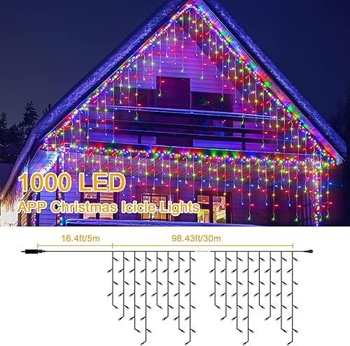 Miniatura 3 de Luces LED de Navidad de carámbanos, cadena de 115 pies con 1000 LED, cambio de color, interior y exterior