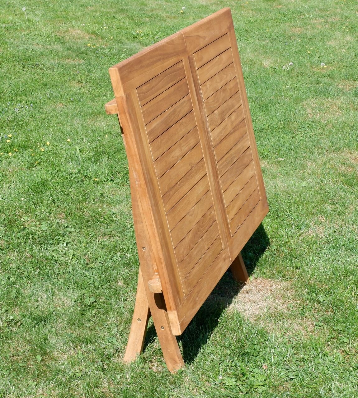 ASS ALEOS. echt Teak Holz Ausziehtisch 100-140 x 80cm klappbar Holztisch Klapptisch Gartentisch Tisch Aves-AUSZIEH Teakholz