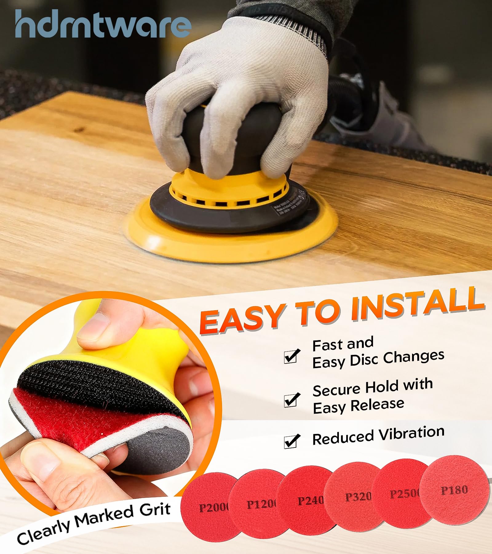 96Pcs 2-inch sanding pads, 12 grit sizes: 8 discs each of 180 to 3000 grit - Image 5