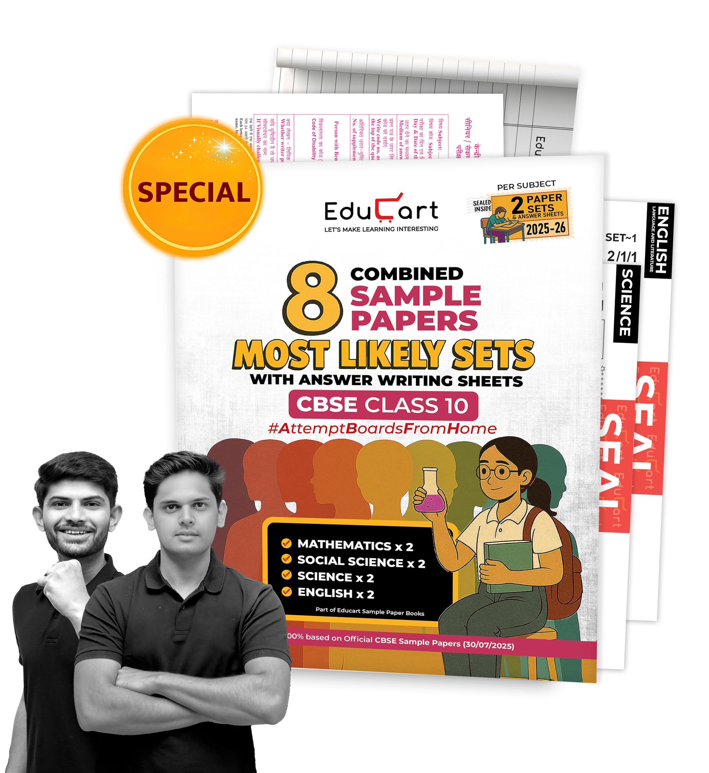 Educart CBSE Class 10 Combined Sample Papers - Science, Maths Standard, SST & English 2025-26 (Most Likely Sets 2026 Boards)