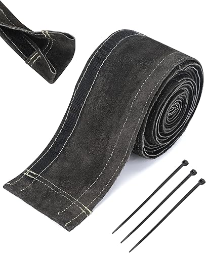Miniatura 8 de TIG - Funda para cable de soldadura de cuero resistente al fuego con costuras de Kevlar, fundas de cable MIGplasma marrón, 137 pulgadas