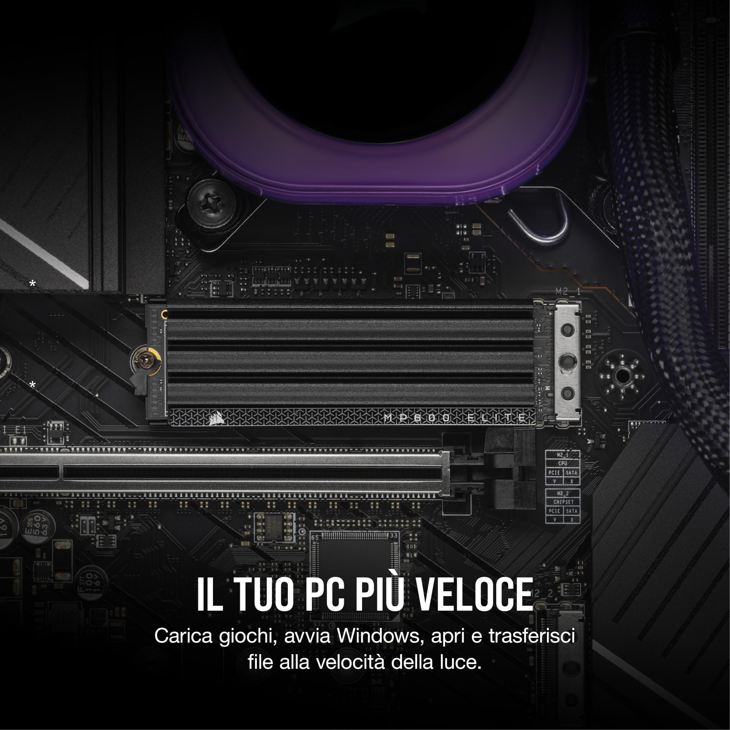 Corsair MP600 ELITE 2TB M.2 PCIe Gen4 x4 NVMe SSD con Dissipatore Incluso - M.2 2280 - Fino a 7.000 MB/sec in Lettura Sequenziale - NAND 3D TLC ad Alta Densità - Nero