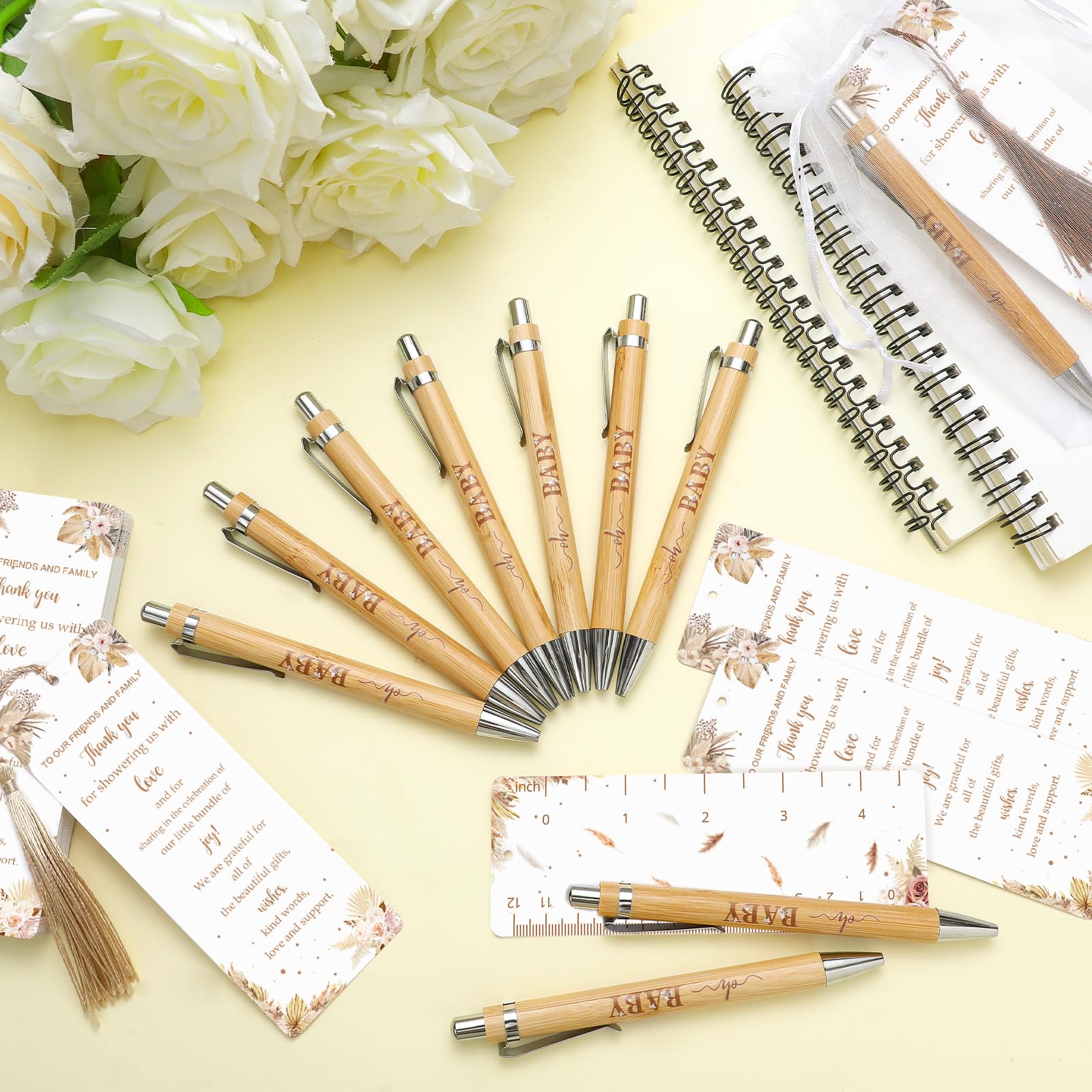 Geyoga 50 Sets Baby Shower Bookmark Favors 50 Baby Shower Pen It's A Girl Ballpoint Pen 50 Bookmarks And Organza Bags Favors For Guests Prizes Girl Boy Gender Reveal(Pink - View #4