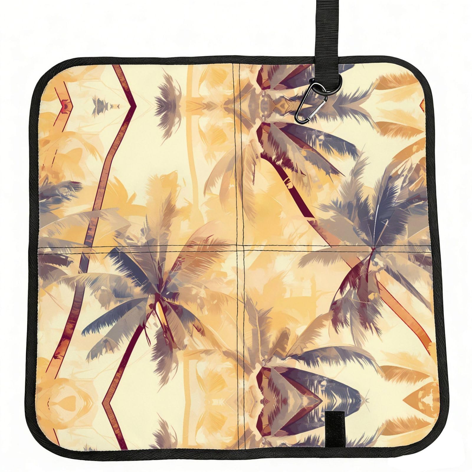 WZYCWB Summer coconut trees Foldable Seating Cushion with Carabiner - Stadium Mat for Camping, Hiking and Outdoor Activities
