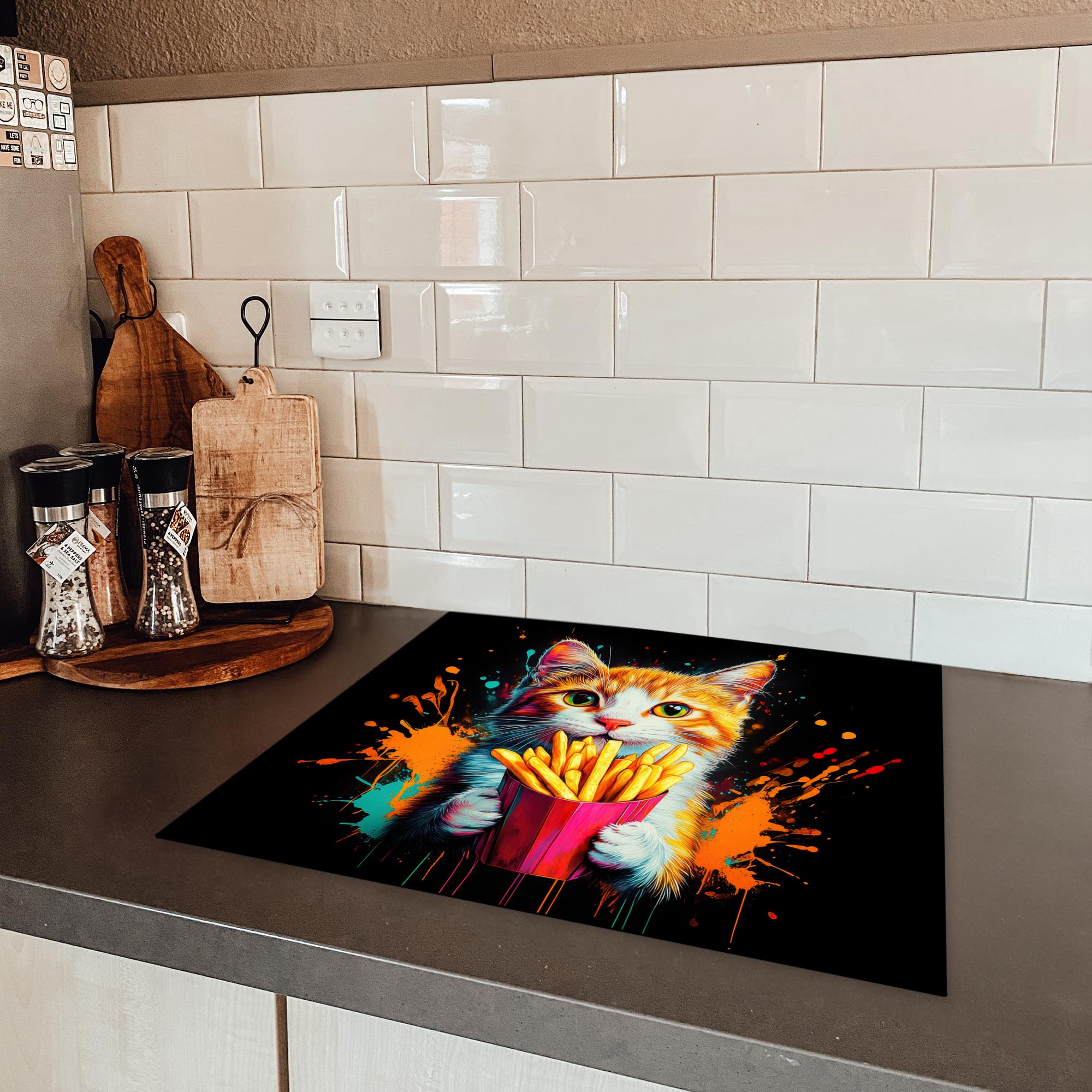 Protector Para Vitrocerámica O Inducción 59x52 Cm - Diseño Divertido, Antideslizante Y Fácil De Limpiar, Crea Espacio Extra En La Cocina