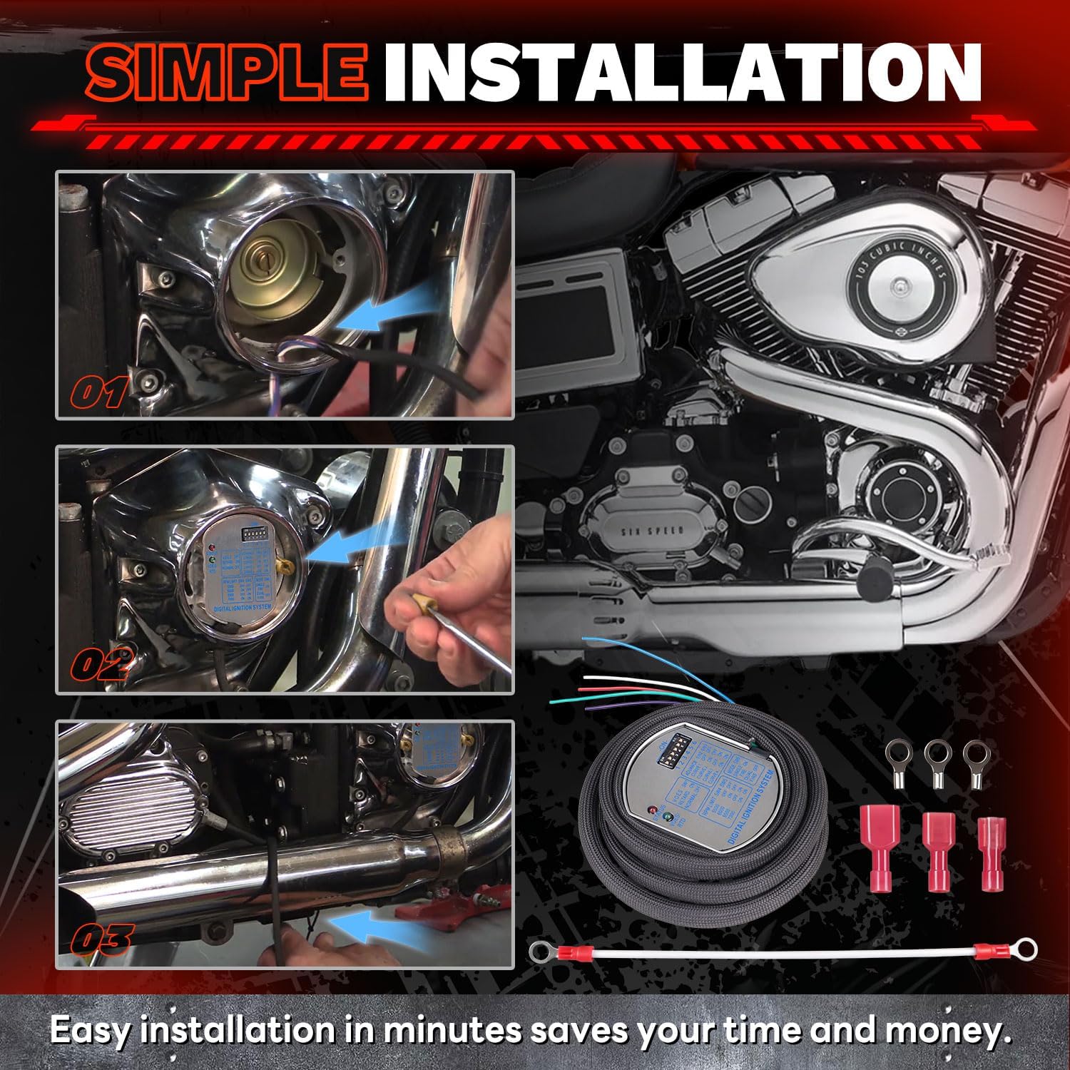 53-644 Upgraded Programmable Single Fire Electronic Ignition Module Compatible with Harley-Davidson(1970-1999 Big Twin/1971-2003 Sportster)