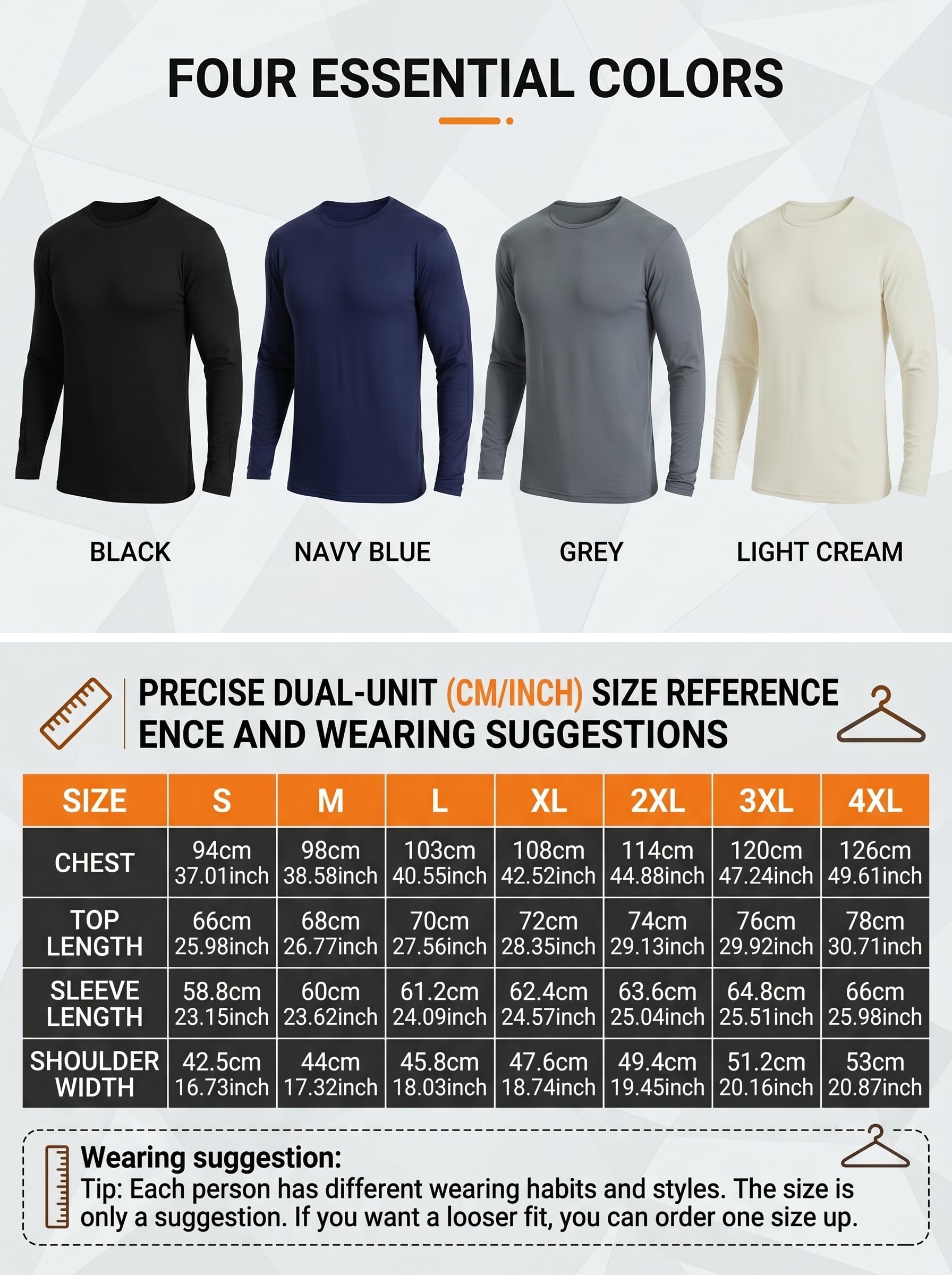 Lot de 2 sous Vetement Thermique Homme Maillot de Corps à Col Rond Manches Longues Hiver sous-Vêtements Haut Chauds Ultra Doux Base Layer