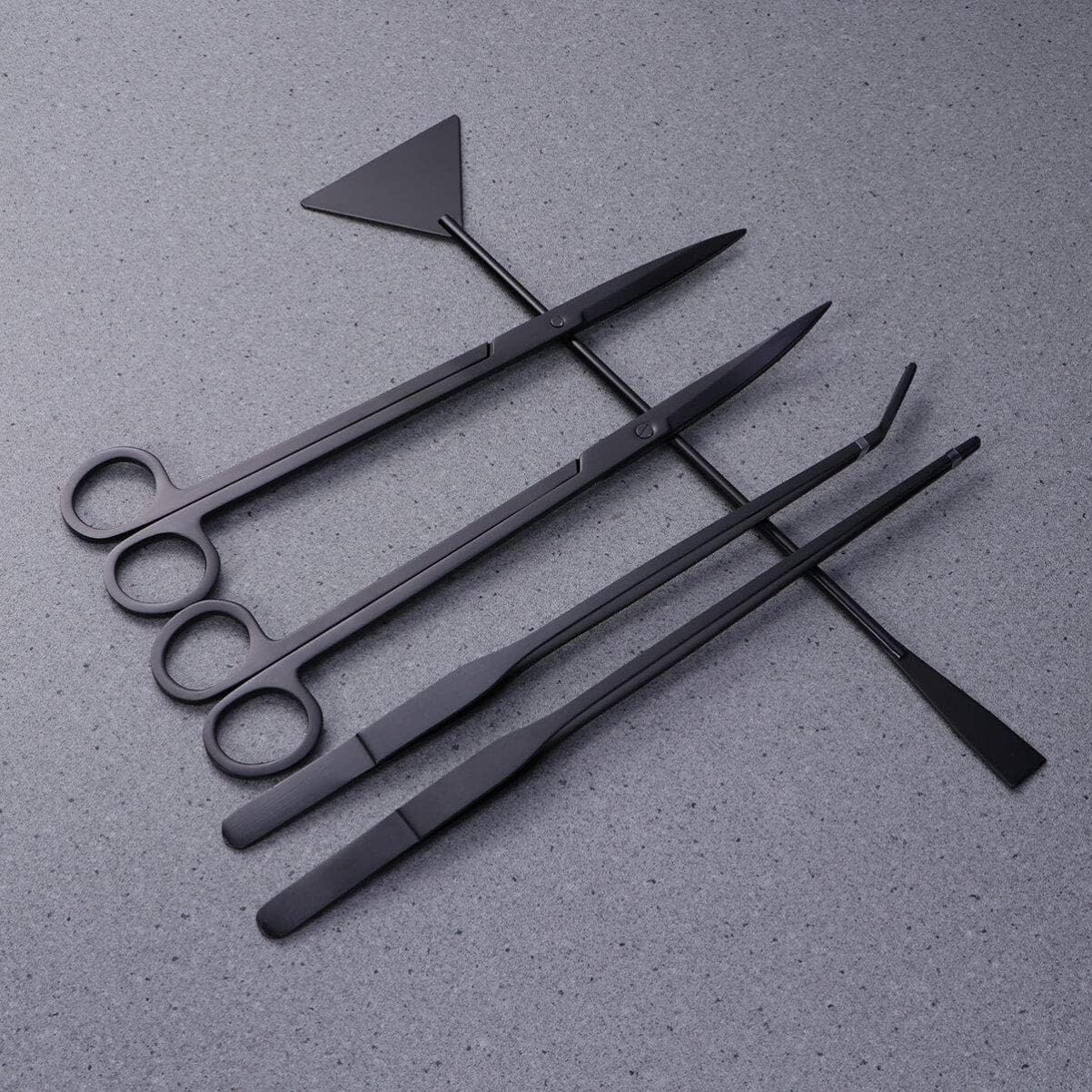balacoo 5pcs Stainless Steel Aquarium Tools Set Curved Straight Tweezers Scissors Substrate Spatula for Planting Maintaining Aquatic Plants Freshwater Tanks