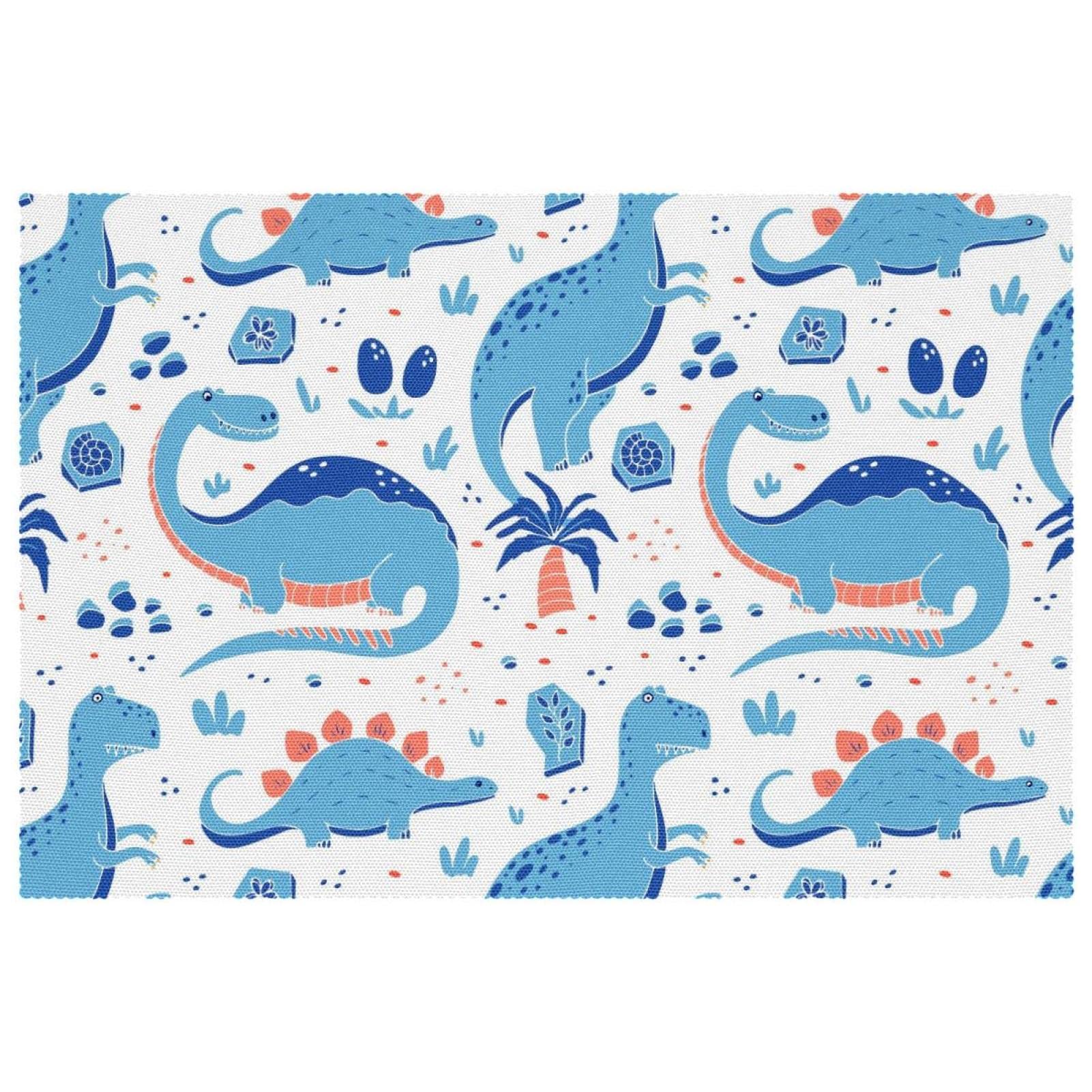 Set de table bleu dinosaure antidérapant 30x45cm résistant chaleur pour table salle à manger